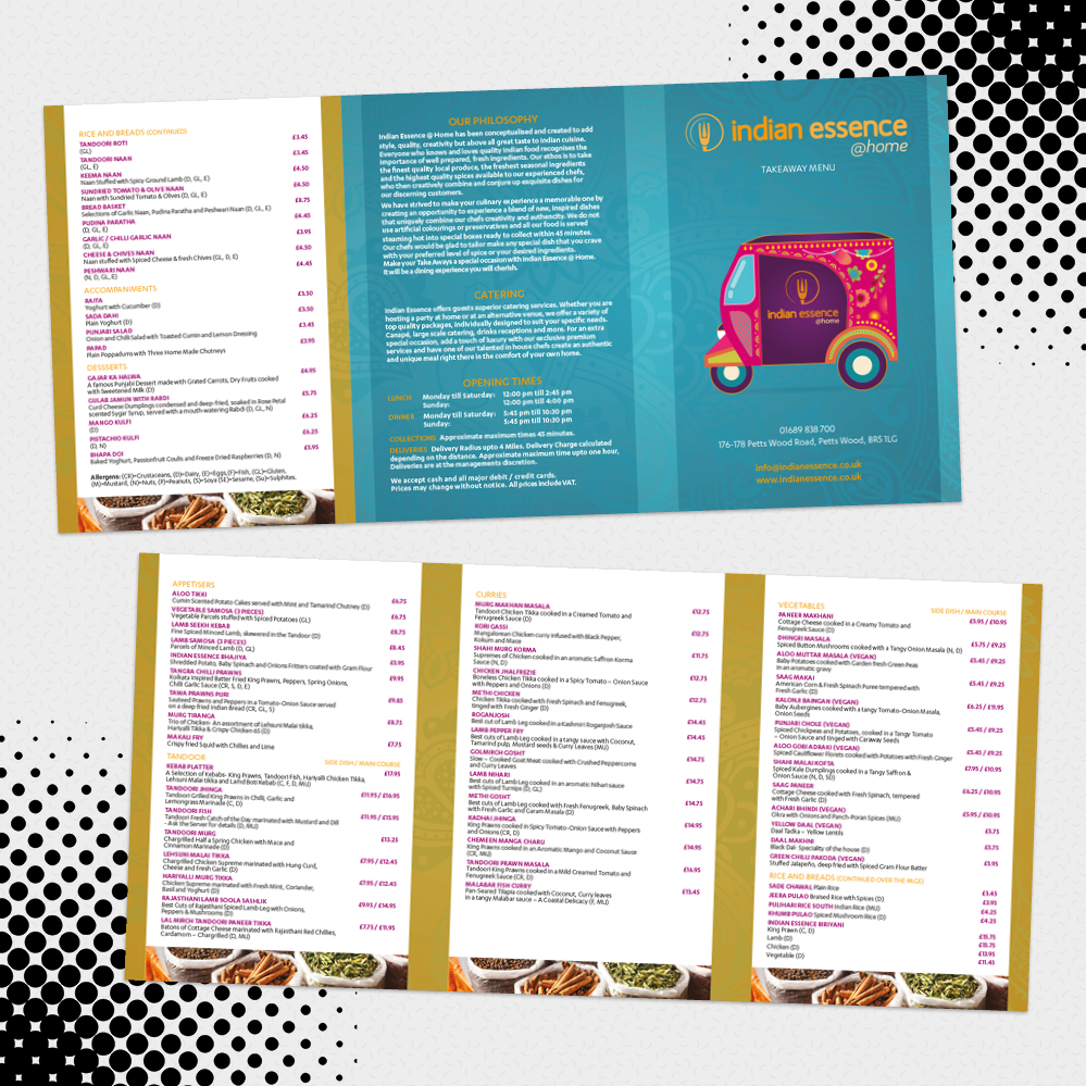 Menu Freelance Creative Artworker Graphic Designer Southampton Hampshire UK